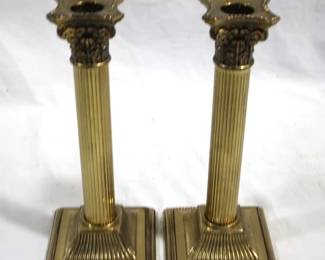 7636 - Pair of Brass Candle Stick Holders 8.5" tall
