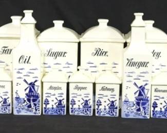 4227 - 13 Pc Delpht style blue & white canister set Made in Germany
