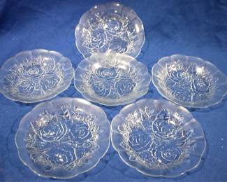 7559 - 6pc Set of Glass Plates 9" Round
