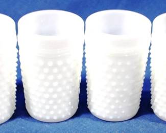 7459 - 4pc Milk Glass Hobnail Tumblers 4.5" Tall
