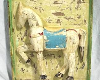 928 - Wood Carved Horse Wall Hanging - 15 x 18

