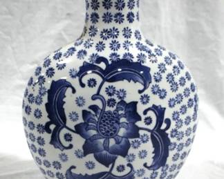 7308 - Blue/White Vase - 12" tall
