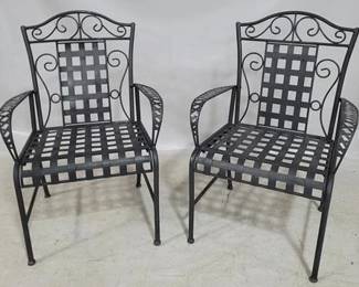 8131 - Pair outdoor metal arm chairs, 40 x 26 x 22
