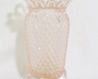 4019 - Fenton pink diamond point lace edge vase 5"
