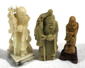 7326 - 3 Carved Stone Oriental Figures
