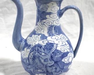 7309 - Blue/White Teapot (no lid) - 6.75" tall
