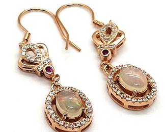 28z - Opal rose colored pierced earrings
