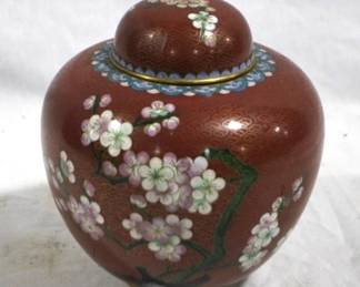 932 - Oriental Cloisonne Ginger Jar - 7" tall
