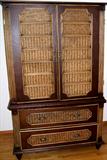 Cane and wood armoir and side table - like new!!