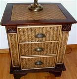 Cane and wood armoir and side table - like new!!