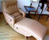 Vintage chaise that adjusts, has heat and vibrate modes -COOL!