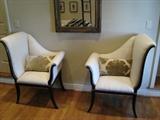 (2) White Harp Back Antique Chairs - - ASKING $1,300 or best offer
