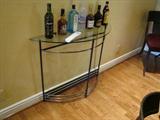 Iron / chrome Glass Half Circle Side Table - ASKING $400 or best offer