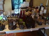 Lots of Antique Silver, Sterling Silver, Silver Plated items, coffee table books, candles and NEW linens!