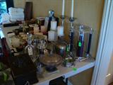 Lots of Antique Silver, Sterling Silver, Silver Plated items, coffee table books, candles and NEW linens!