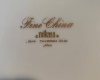 MIKASA FINE CHINA "CHARISMA" GRAY SERVICE FOR 24! OR WILL BREAK UP ON SATURDAY INTO SMALLER SETS!&nbsp;