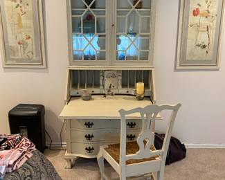 PAINTED SECRETARY DESK AND CHAIR