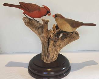 Robert Ptashnik “Cardinals” Wood Carving