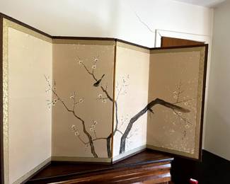 #7 art MBR Asian silk screen 4 panel 18x36 each over all 72x36 $120.00
