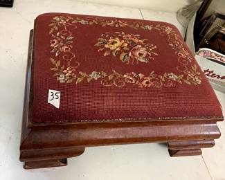 #35 needle point tuft stool 16x13x7 $30.00