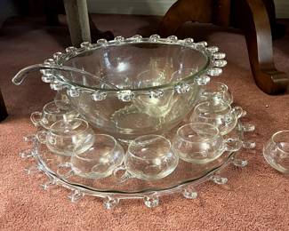 #84 Large 15" Heisey Lariat Punch Bowl with 12 cups and 20" underplate $199.00
