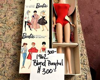 #121 1962 Barbie Blond ponytail, NRFB $300.00