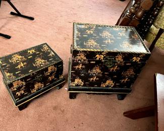 #75 two nesting trunks with decoupage elephants $75.00