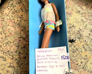 #207 1965, Afro American Brunette Francie, Twist and Turn w/ bendable legs, NRFB $1,500.00