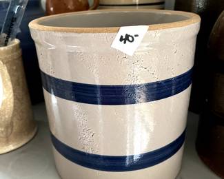 #271 kitchen blue and white crock 8x8 $40.00