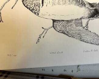 #8 4 Sallie B. Cobb duck prints 100/100 $160.00
#9 Sallie B. Cobb Great Scaup duck print 48/100 $45.00
#10 Sallie B. Cobb Wood duck print 48/100 $45.00