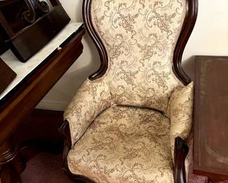 #72 bubble back chair with silk fabric, as is cushion $30.00