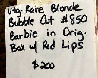 #210 Vintage rare blond bubble cut Barbie with red lips #850 $200.00