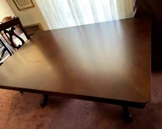 #3 KG table DR double pedestal dining table with 8 chairs with 2 leaves 64-100x40x30 great condition $320.00
