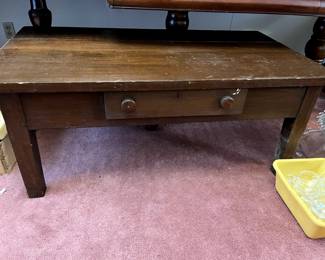 #83 coffee table with one drawer 46x25x19, as is $40.00