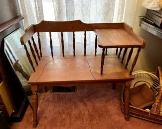 #82 telephone table with seat 30x16x26 as is $40.00