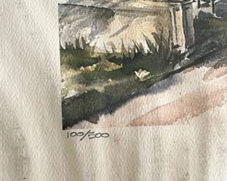 #96 Albert Lane Monte Sano Hotel lithograph from the original water color, as is water damage $50.00