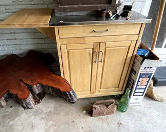 #282 cabinet BP Wood Island with drop down sides 2 drawer and 2 doors 27-39x18.5x36 $75.00