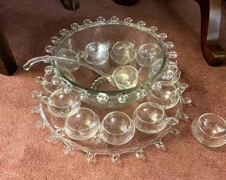 #84 Large 15" Heisey Lariat Punch Bowl with 12 cups and 20" underplate $199.00