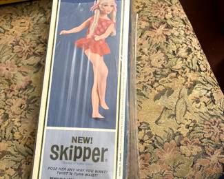 #198 New! Skipper, blond hair, bendable legs, real eyelashes, posing stand, NRFB $70.00