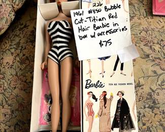 #226 1961 Titian Red hair Barbie in box with accessories, #850 $75.00