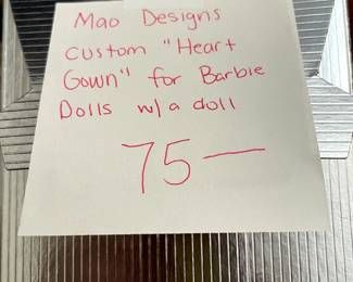 #178 Mao Designs Custom Heart Gown for Barbies w/doll $75.00