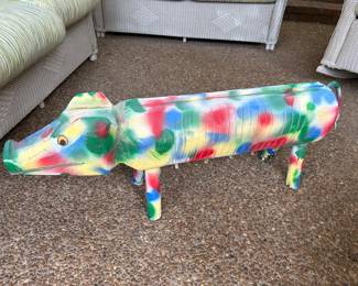 Lot #201 - $38 Wooden Rainbow Pig 36"L x 6"W x 14"H