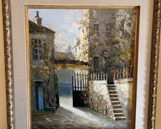 Lot #43 - $275  Maggy Cazau painting with steps. 29-1/2"x25-1/2" framed