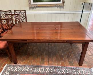 Lot #14 - $1,800 -Stickley Cherry Butterfly draw leaf table. 6'L x 42". Each leaf is 21", extending the total length to 114".