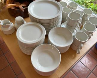Lot # 107A&B - Stonehenge oven to table Midwinter from the Wedgwood Group. Lot A($400) 10 Dinner plates, 12 Salad plates, 12 bowls, 9 cups &saucers, creamer and sugar bowl. Lot B ($345)9 Dinner plates, 12 salad plates, 12 bowls, 9 cups.
