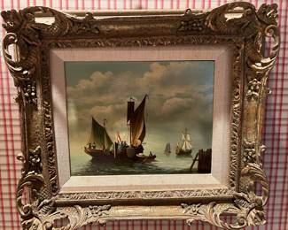 Lot # 8 - $125  Small painting by Hendrick Verdonck. Framed is 15"x13-1/2".  