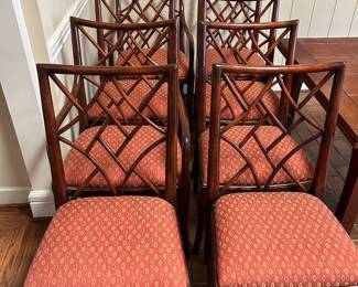 Lot #13 - $1,995 -8 Theodore Alexander "A Delicate Trellis" dining chairs. 2 armchairs and 6 side chairs. Seats are 21"W, backs 39"H