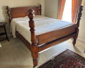 Lot #69 - $495 Antique full bed. 60"W x 6'9"L x 4'H. These are total measurements. It will not accommodate a queen mattress. 