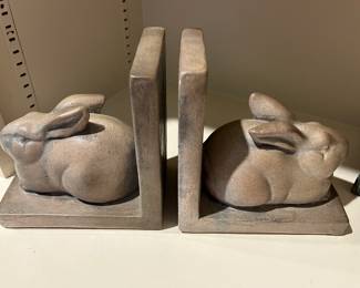 Lot #101 -$25 as is- Rabbit bookends. One has been repaired. 6"H x 5-3/4"L x 4"W
