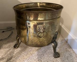 Lot # 91 - $95 Brass footed pot 14"H x 13-1/2"Diameter